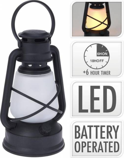 E-shop Kinekus Lampáš svietnik LED 22 cm dizajn petrolejka čierny
