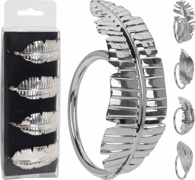 E-shop Kinekus Dekorácia prsteň na obrúsky 4,5x3 cm sada 4 ks strieborný