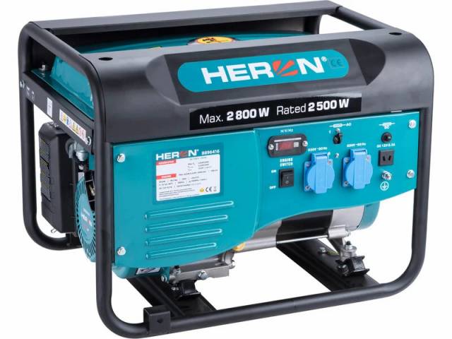 HERON Elektrocentrála rámová benzínová 1F, 2,8kW, HERON 8896416