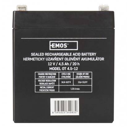 EMOS Akumulátor 12V, 4.5AH, Fast 4.7mm