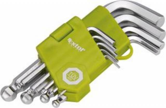 E-shop EXTOL CRAFT L-kľúče imbus krátke, 9-dielna sada, 1,5-2-2,5-3-4-5-6-8-10mm, s guľôčkou