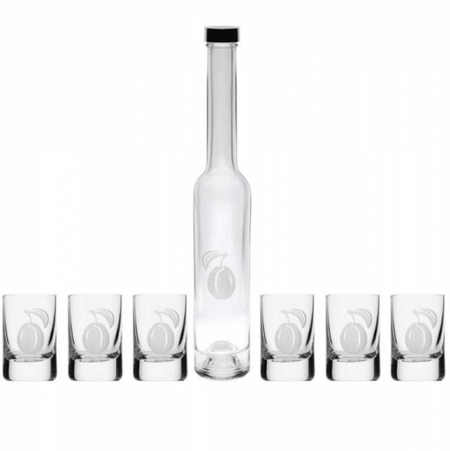 E-shop Kinekus Štamprlík a fľaša na alkohol slivka dizajn, sada 6 +1ks