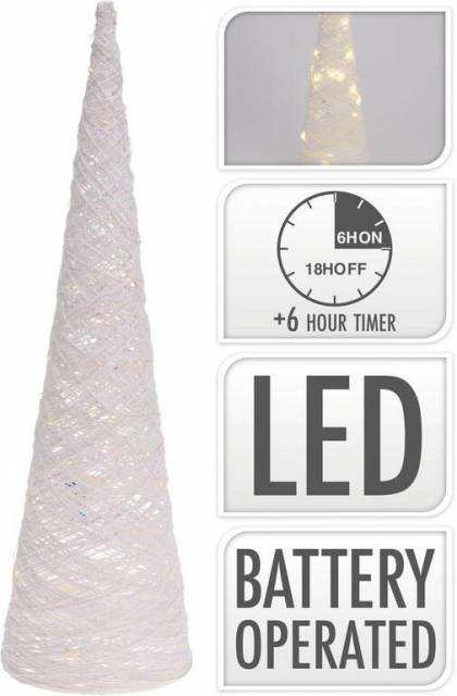E-shop Kinekus Dekorácia/svietnik pyramída 30 LED 60 cm biela