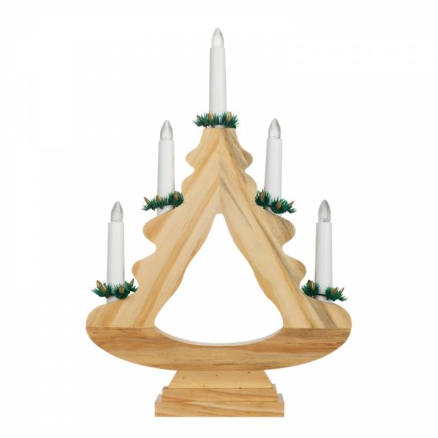 E-shop Kinekus Svietnik drevený, vianočný stromček LED 5 sviečok