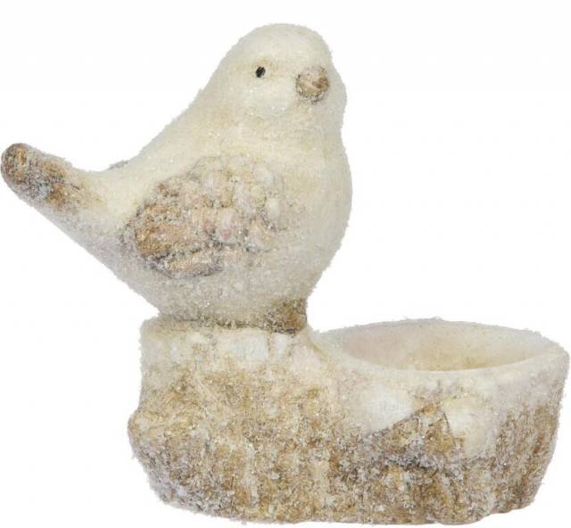E-shop Kinekus Svietnik postavička vtáčik na pni 12 cm keramika mix