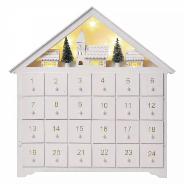 Kinekus Vianočný adventný kalendár biely, 8LED