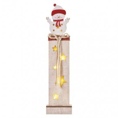 EMOS Vianočný stojan snehuliak 7LED drevený