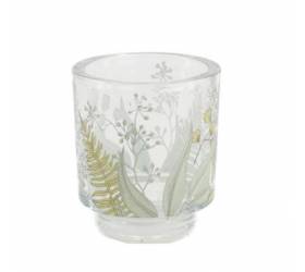 Svietnik na čajovú sviečku 9x10 cm sklo dizajn kvety