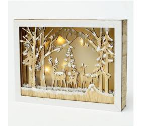 Obraz vianočný príroda LED 30x6x22 cm drevo