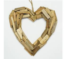 Ozdoba závesná srdce 26x26x4 cm drevo