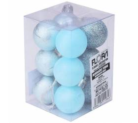 Modrá vianočná guľa, plastová, 3 cm, sada 12 ks, modrá mix