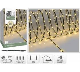 Svetlo vianočné 600 LED teplá biela, s funkciami, vonkajšie /vnútorné