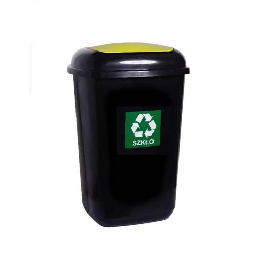 Kôš na separovaný odpad 45 l, plastový, QUATRO zelený - sklo