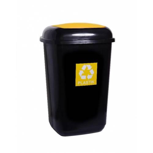 Kôš na separovaný odpad plastový 45 l, QUATRO, žltý - plast
