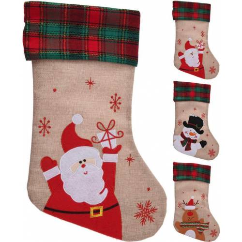 Ozdoba vianočná ponožka, juta, 42 cm, s dekórom, dekorácia