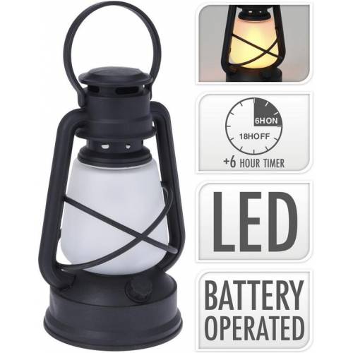 Lampáš svietnik LED 22 cm dizajn petrolejka čierny