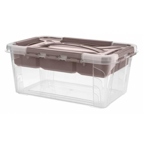 Box s vložkou CLIP 4,2 l, 29x19x12,4 cm, transparentný/hnedý