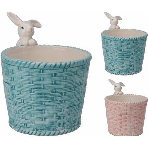 Košík so zajacom 11x13,5 cm porcelán mix