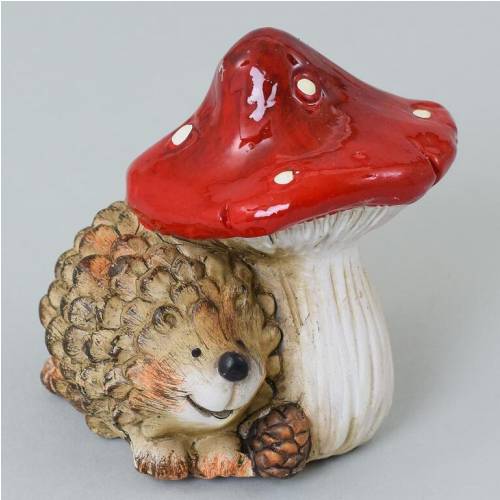 Postavička ježko s muchotrávkou 10x9x9,5 cm keramika