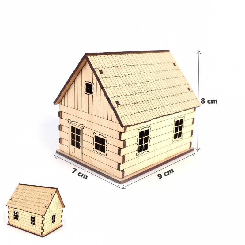 Dekorácia domček 7x9x8 cm drevo