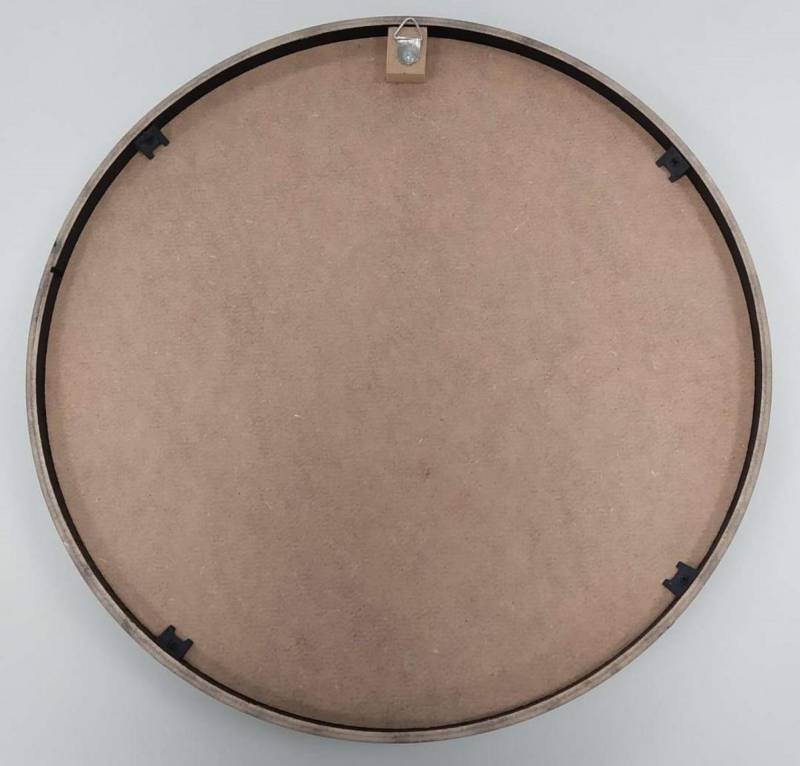 Zrkadlo nástenné okrúhle v čiernom drevenom ráme, priemer 300x25mm, na zavesenie