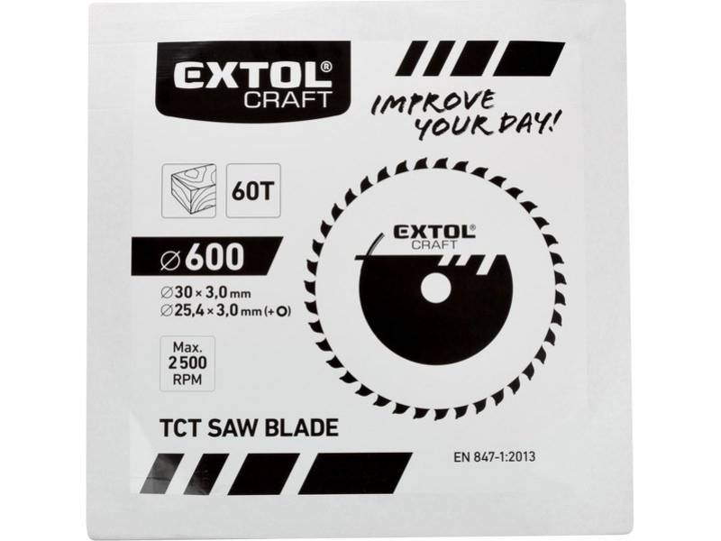 EXTOL CRAFT Kotúč pílový s SK plátkami, 600x3,0x30mm, 60z