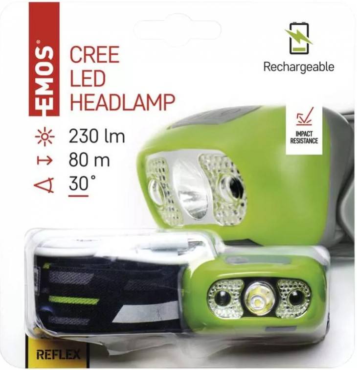 Čelovka nabíjacia CREE LED, 230 lm, dosvit 80m