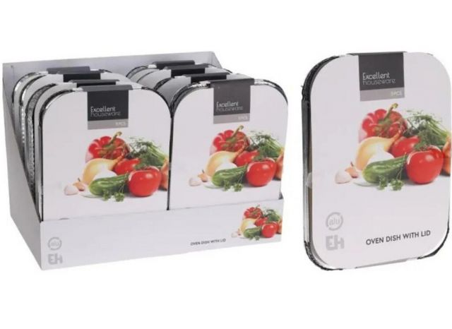 E-shop Kinekus Tácka grilovacia/na pečenie s vekom ALU, sada 5 ks 26x19x6 cm