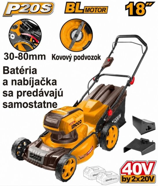 INGCO Kosačka na trávu LI-ION 46cm LMLI20185 INGCO INDUSTRIAL AKU 20V bez akumulátora a nabíjačky