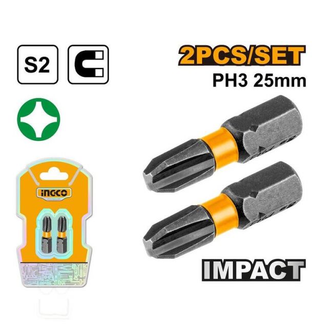 INGCO Bit s magnetickým hrotom PH3, 25mm, sada 2ks INGCO Industrial