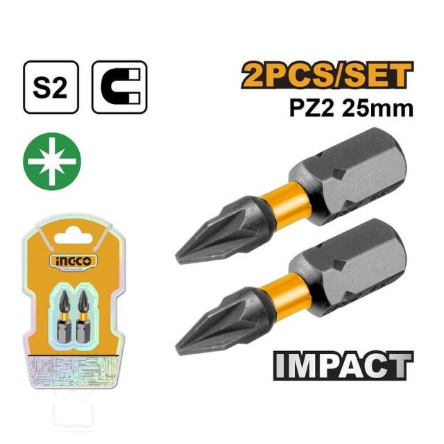 INGCO Bit s magnetickým hrotom PZ2, 25mm, sada 2ks INGCO Industrial