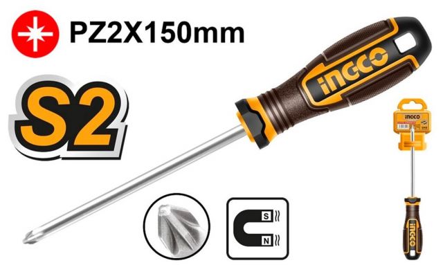 INGCO Skrutkovač krížový 6x150mm PZ2 S2 INGCO Industrial
