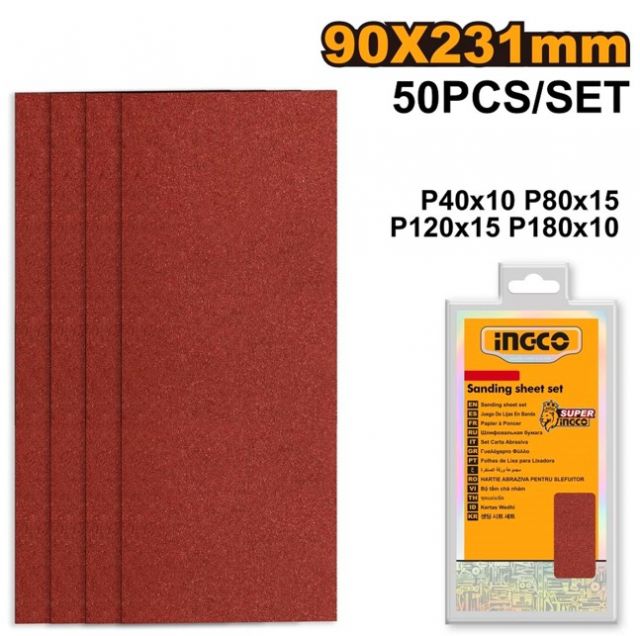 INGCO Papier brúsny 90x231mm, sada 50 dielna, INGCO Industrial