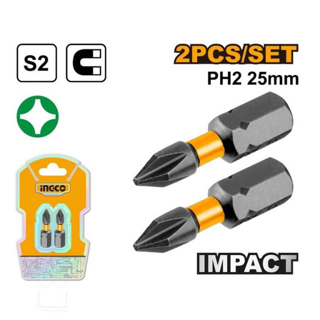 INGCO Bit s magnetickým hrotom PH2, 25mm, sada 2ks, INGCO Industrial