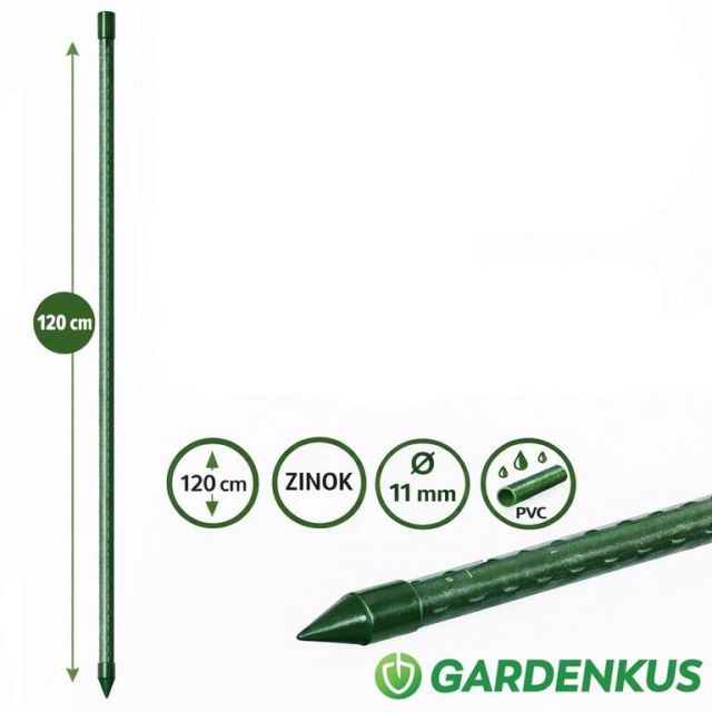 E-shop GARDENKUS Tyč oporná k zelenine, výška 120cm, priemer 11mm, vrúbkovaná, zelená, GARDENKUS