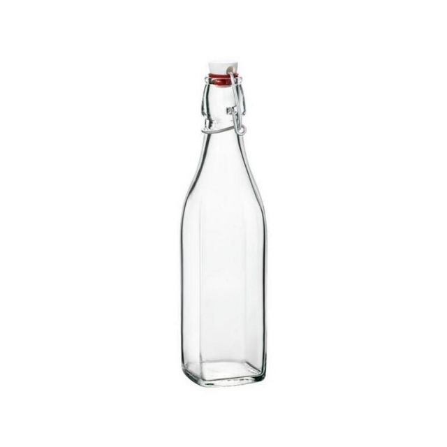 Kinekus Fľaša sklo 500ml s patentným uzáverom, hranatá