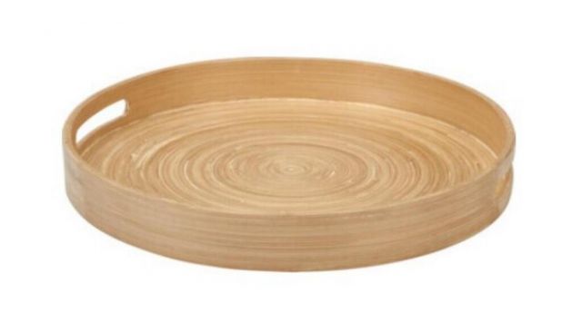 Kinekus Podnos s rúčkami,okrúhly, 35 cm bambus