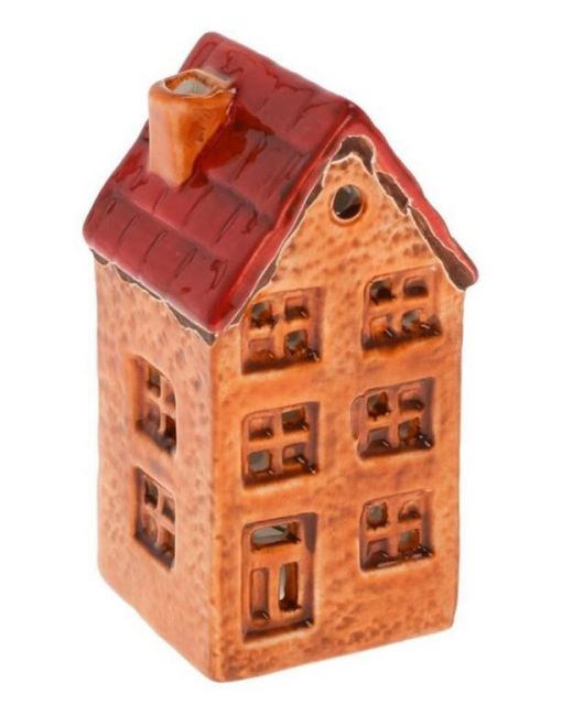 Kinekus Dekorácia domček LED 10 cm porcelán oranžový