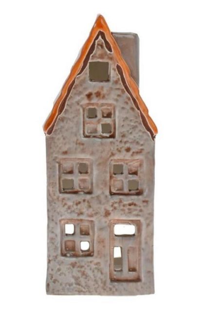 Kinekus Dekorácia domček, svietnik 17 cm porcelánový, hnedý