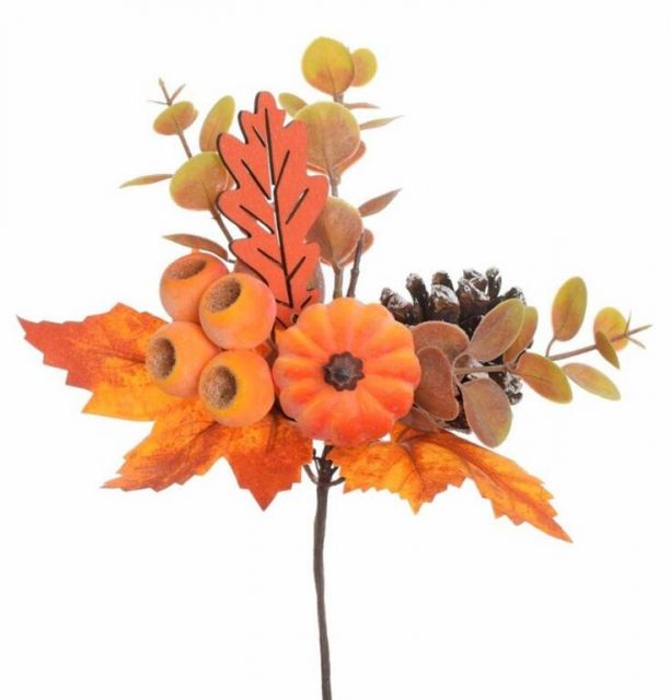 Kinekus Ozdoba zapichovacia konárik, tekvica, bobule, oranžová, 27cm