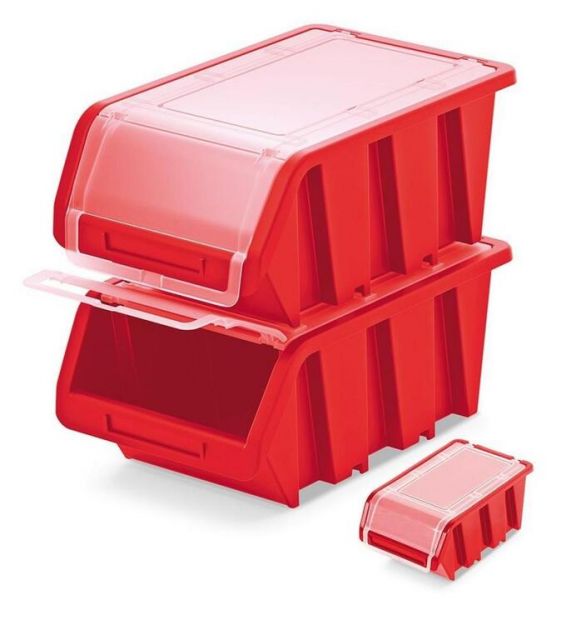 Kinekus Zásobník 23x16x12cm s krytom, červený