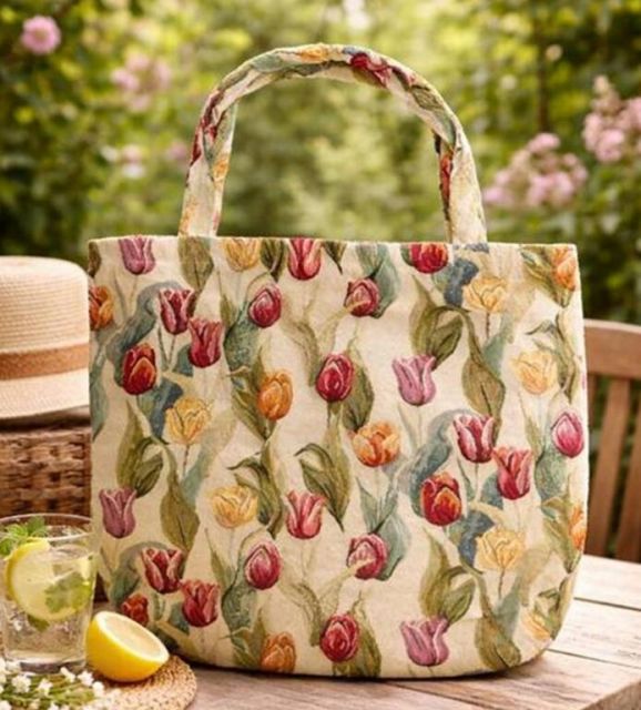 Kinekus Taška nákupná gobelínová veľká 45x45cm, dizajn TULIPÁNY