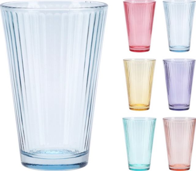 Kinekus Pohár na vodu sklenený 300ml, mix farieb