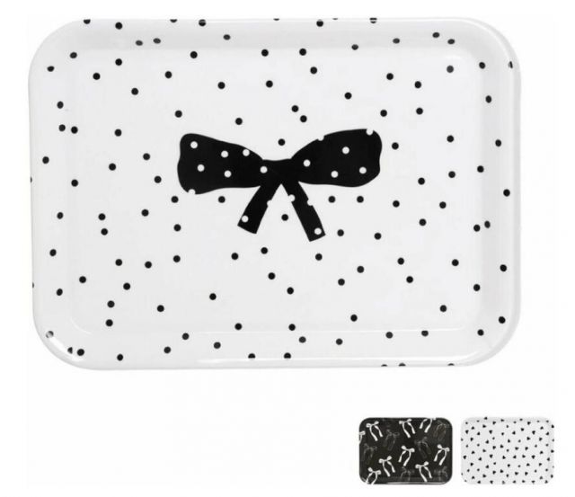 Kinekus Tácka servírovacia melamínová 38x27,5cm, čierno-biela, mix dizajnov