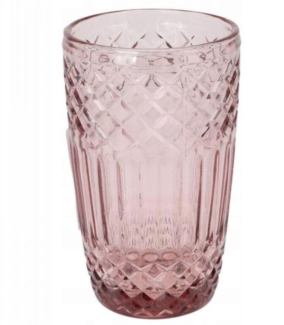 Kinekus Pohár na vodu sklenený brúsený, 380ml, ružový