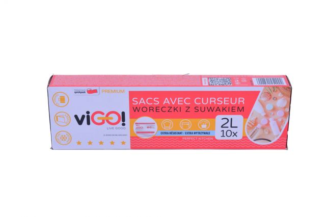 Kinekus Sáčok / vrecko so zipsom, 2l, 10ks 24x20 cm KLC