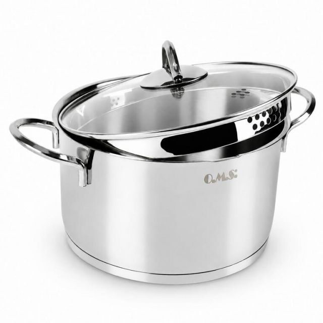 Kinekus Hrniec nerezový, s pokrievkou, priemer 24cm, 5,9L, s výlevkou, LEO