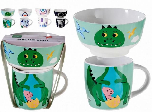 Kinekus Miska 530ml a hrnček detský 330ml, sada, mix 4 motívov