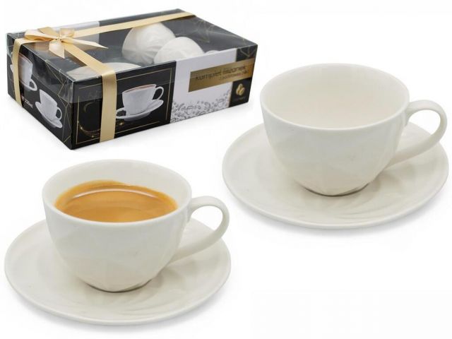 Kinekus Šálka s podšálkou 220 ml 2+2 sada, jemný 3D reliéf