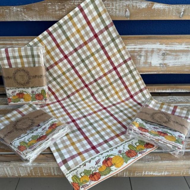 Kinekus Utierka kuchynská, bavlnená tkaná, trojfarebná, jesenný dizajn 3ks, 50x70cm, 270 g/m2